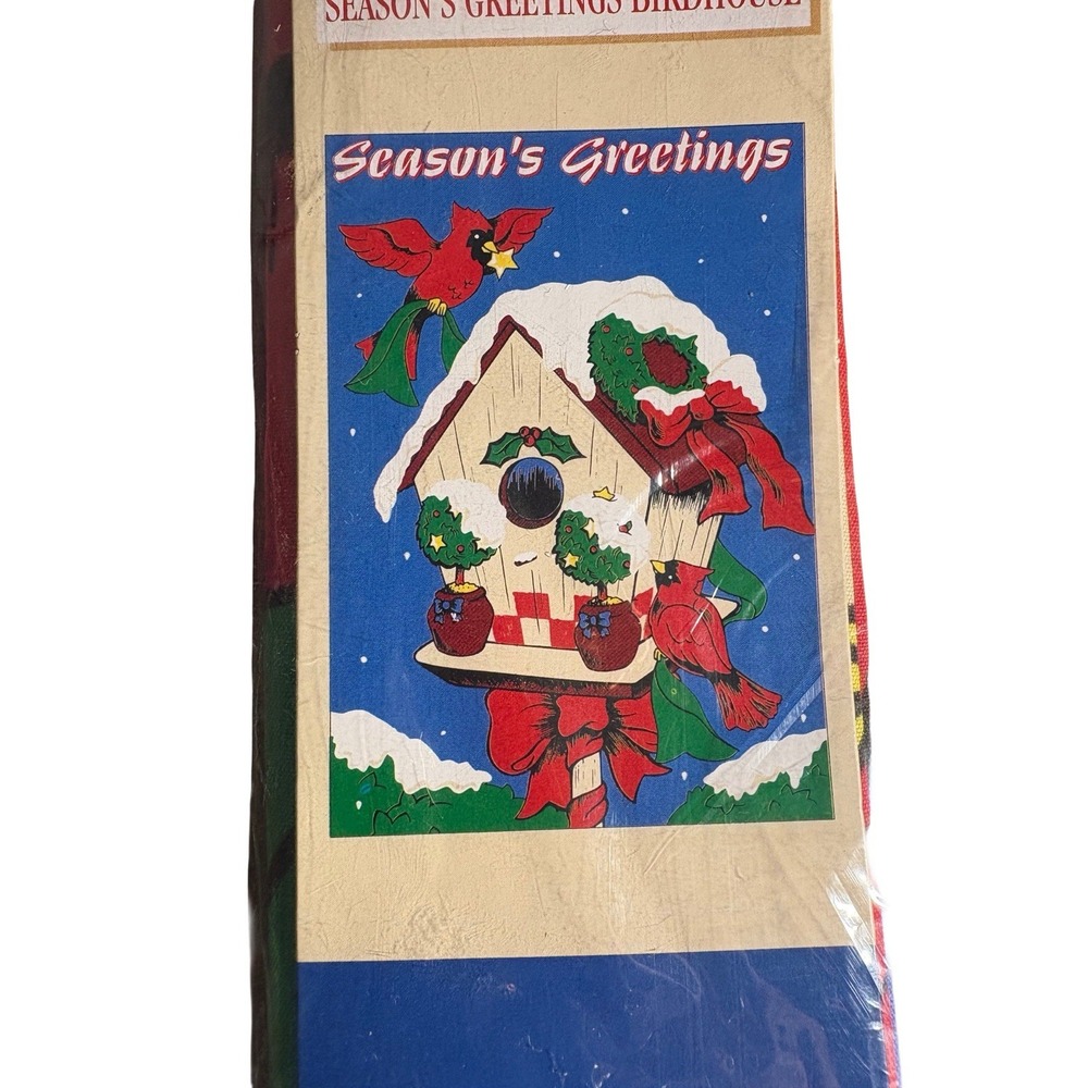 Vintage 1999 Seasons Greetings Birdhouse Decorative 29"x40" Flag Christmas
